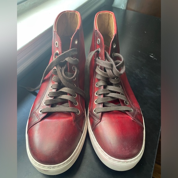 Magnanni Men’s Hightop Sneaker Rich Burgundy - Picture 2 of 6